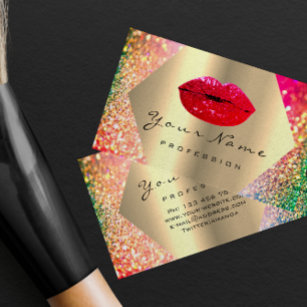 Tarjeta De Visita Artista de maquillaje Kiss LIPS rojo LUX Holograph