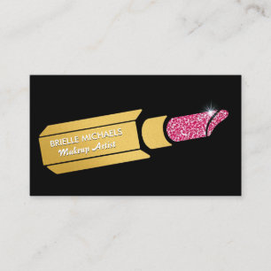 Tarjeta De Visita Artista de Maquillaje Labial de Oro Negro