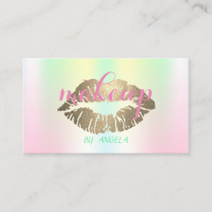 Tarjeta De Visita Artista de Maquillaje Labios Brillantes Holográfic