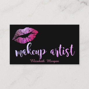 Tarjeta De Visita Artista de Maquillaje Labios Brillantes Modernos N