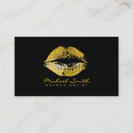 Tarjeta De Visita Artista de Maquillaje Labios Dorados #3
