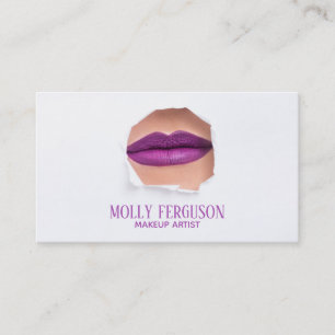 Tarjeta De Visita Artista de maquillaje Labios Púrpura