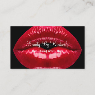 Tarjeta De Visita Artista de Maquillaje Labios Rojos