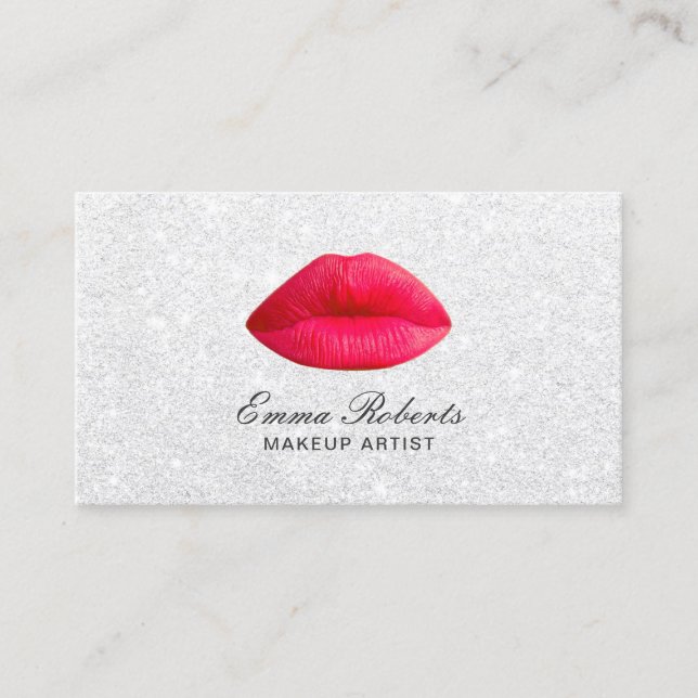 Tarjeta De Visita Artista de maquillaje Labios Rojos Elegante Purpur (Anverso)