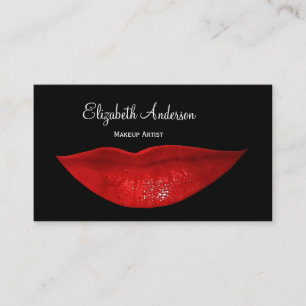 Tarjeta De Visita Artista de Maquillaje Labios Rojos Glam