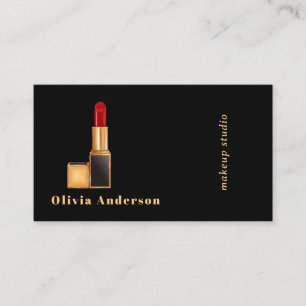 Tarjeta De Visita Artista de Maquillaje Labios Rojos Negros MUA Bell