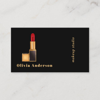 Tarjeta De Visita Artista de Maquillaje Labios Rojos Negros MUA Bell
