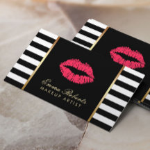Artista de maquillaje Labios Rojos Tiras Blancas N