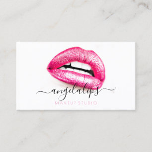 Tarjeta De Visita Artista de Maquillaje Labios Rosados Sentido moder