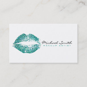 Tarjeta De Visita Artista de maquillaje Labios turquesa