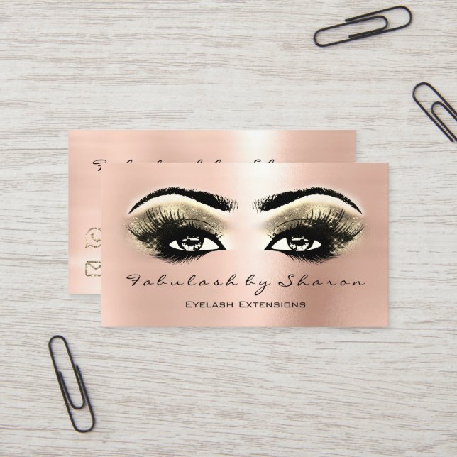 Tarjeta De Visita Artista de maquillaje Láceos de ojos Extensión Ros (Anverso/Reverso In Situ)