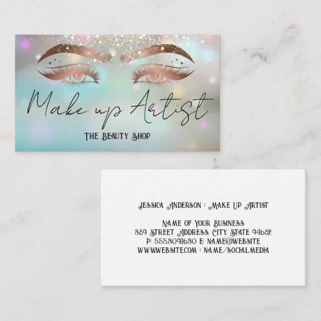 Tarjeta De Visita Artista de maquillaje | Lágrimas oculares | Deslum (Anverso / Reverso)