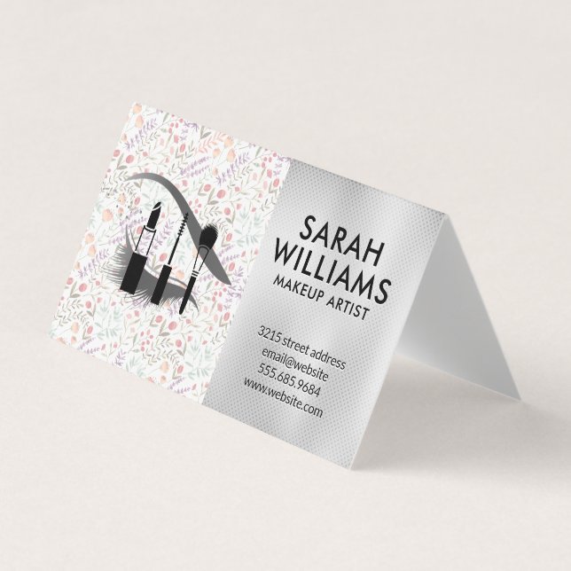 Tarjeta De Visita Artista de maquillaje | Lágrimas oculares | Flores (Anverso)