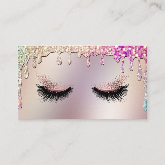 Tarjeta De Visita Artista de maquillaje largo Lash Drin Holografía d (Anverso)