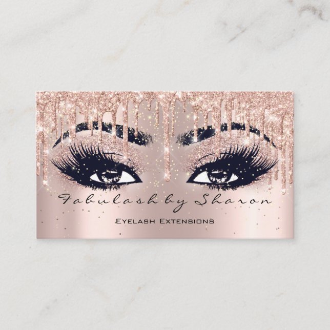 Tarjeta De Visita Artista de maquillaje Lash de cejas Purpurina Drin (Anverso)