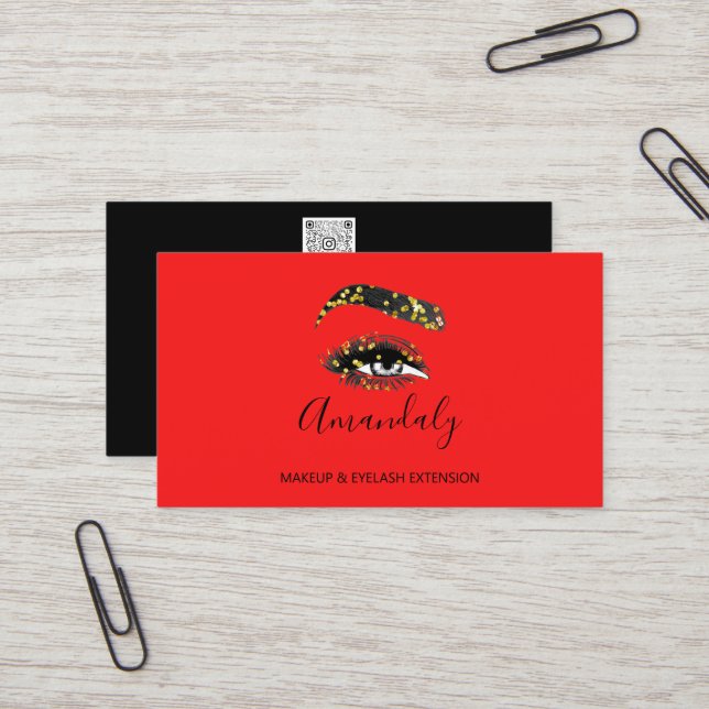 Tarjeta De Visita Artista de maquillaje Lash Friseur Logo QR CÓDIGO  (Anverso/Reverso In Situ)