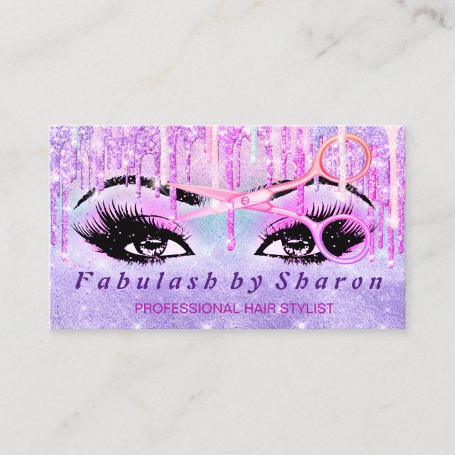 Tarjeta De Visita Artista de maquillaje Lash Holograph Unicorn Tijer (Anverso)