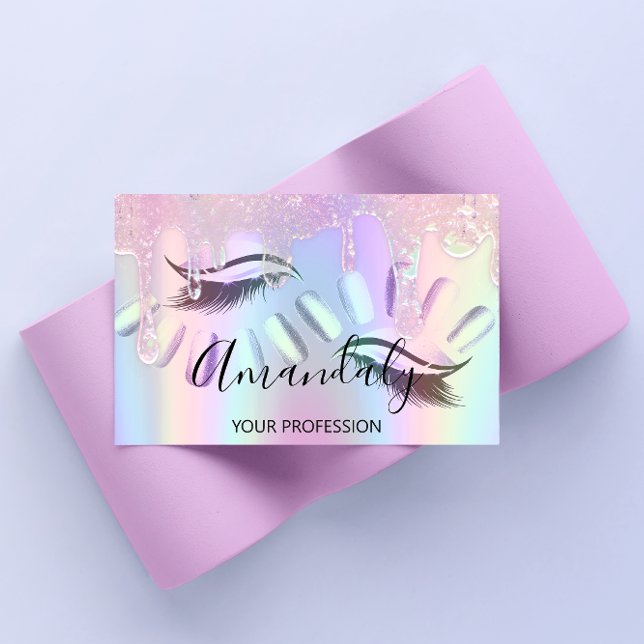 Tarjeta De Visita Artista de maquillaje Lash Nails Personalizado Log (Subido por el creador)