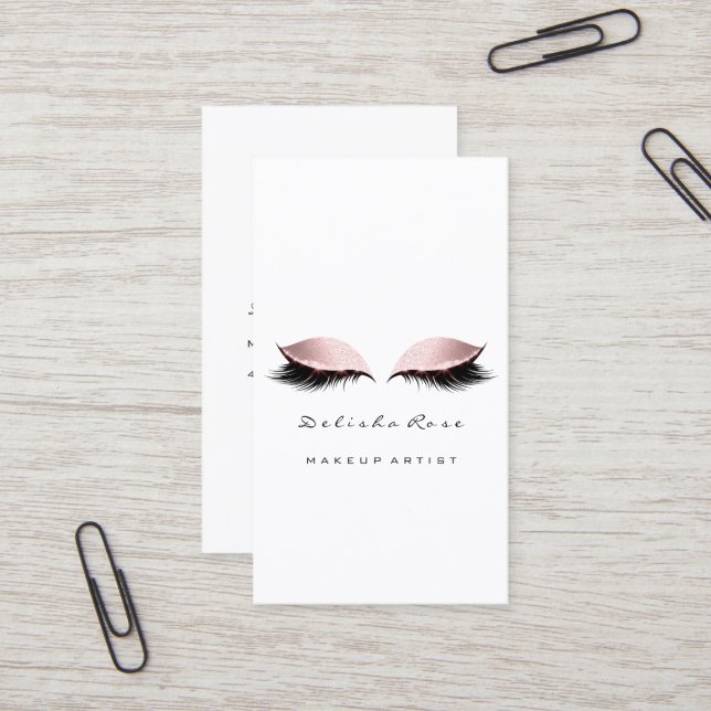Tarjeta De Visita Artista de maquillaje Lash Purpurina Pastel Ojo Ro (Anverso/Reverso In Situ)