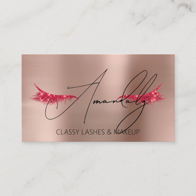 Tarjeta De Visita Artista de maquillaje Lash QR LOGO Microblade Rosa (Anverso)