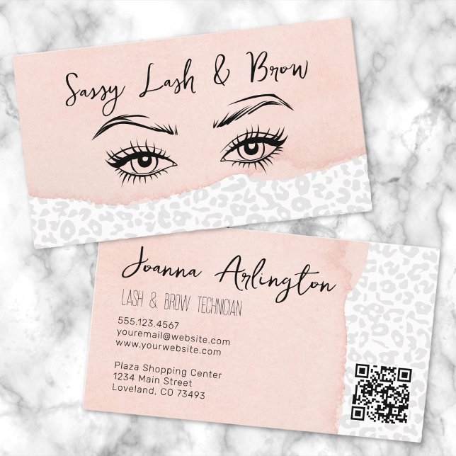 Tarjeta De Visita Artista de maquillaje Lash Rosado de Rubor (Stylish Blush Pink Lash Makeup Artist Business Card)