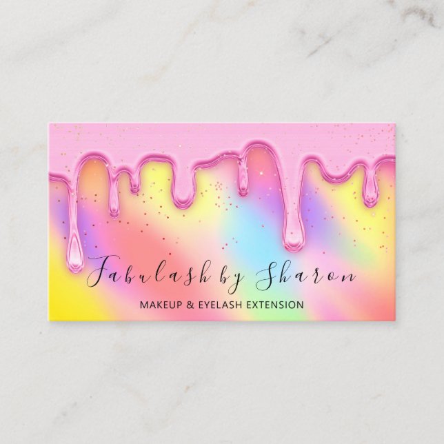 Tarjeta De Visita Artista de maquillaje Latigazos blancos goteo Holo (Anverso)