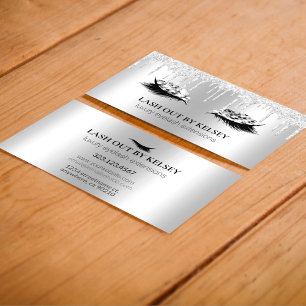 Tarjeta De Visita Artista de maquillaje latigazos Purpurina platino 