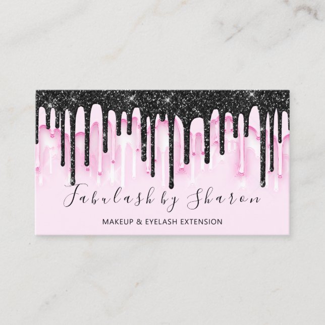 Tarjeta De Visita Artista de maquillaje Lazas blancas Perforaciones  (Anverso)