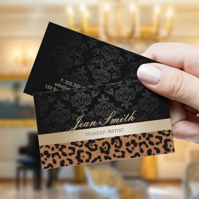 Tarjeta De Visita Artista de maquillaje Leopardo moderno Imprimir ba (Subido por el creador)