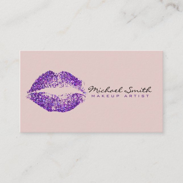 Tarjeta De Visita Artista de maquillaje Levas Púrpura #4 (Anverso)
