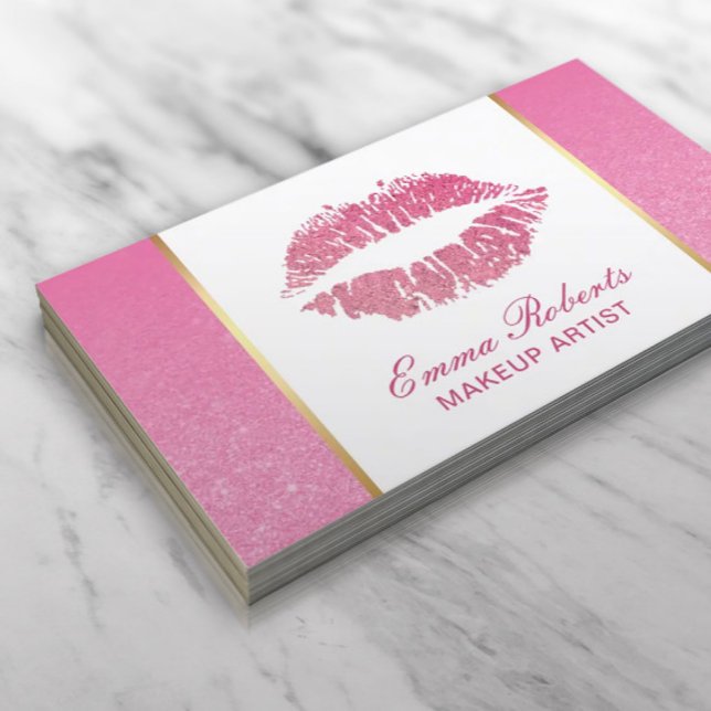 Tarjeta De Visita Artista de maquillaje Lienzo rosa caliente Salón d (Subido por el creador)