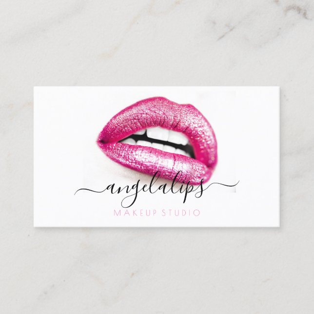 Tarjeta De Visita Artista de maquillaje Lilos rosados sentido modern (Anverso)