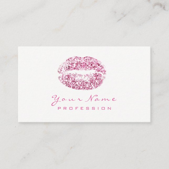 Tarjeta De Visita Artista de maquillaje Lips Purpurina de belleza Ro (Anverso)