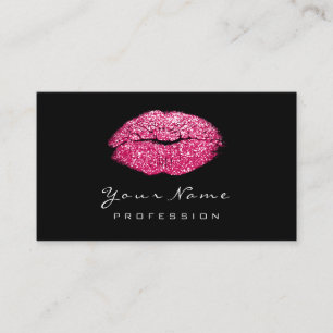 Tarjeta De Visita Artista de maquillaje Lips Rosa Lux Purpurina pint