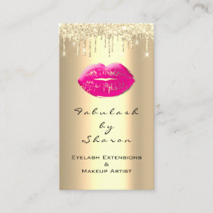 Tarjeta De Visita Artista de maquillaje Lips rosadas Purpurina Dris 