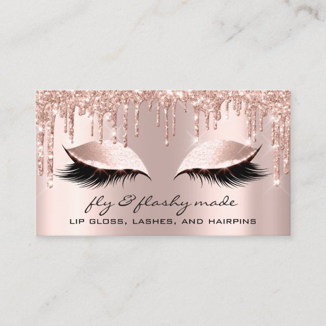 Tarjeta De Visita Artista de maquillaje llamativo Eyelash Purpurina  (Anverso)