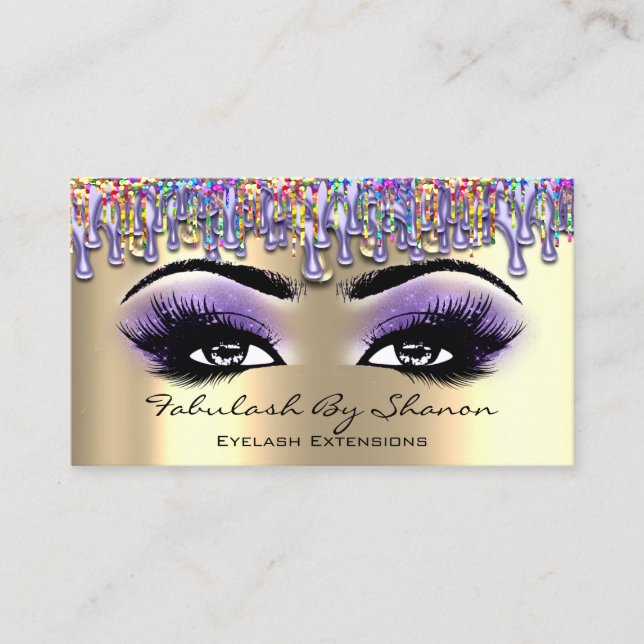 Tarjeta De Visita Artista de maquillaje Lluvia Lluvia Eyelash Púrpur (Anverso)