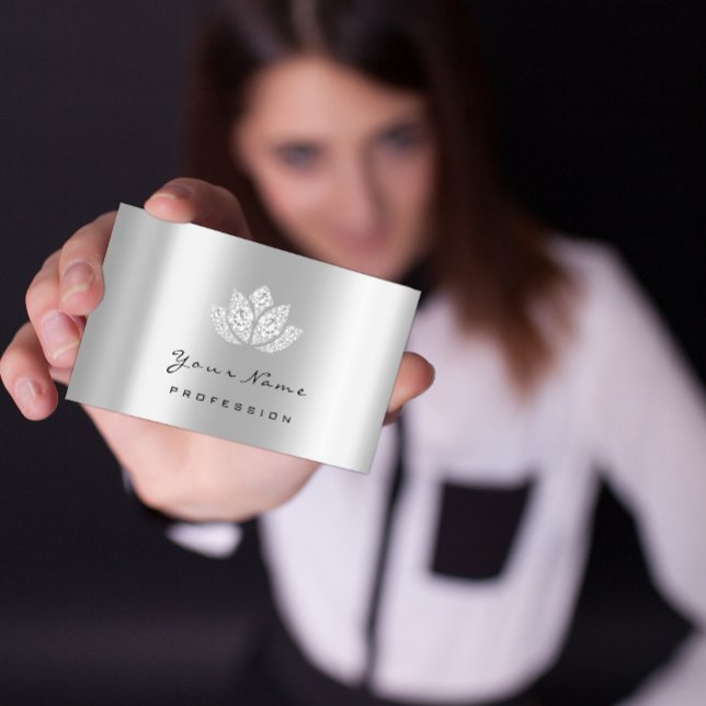 Tarjeta De Visita Artista de maquillaje Lotus Mandala Diamond Silver (Subido por el creador)