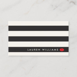 Tarjeta De Visita Artista de maquillaje lujoso Black/Ivory Stripes R
