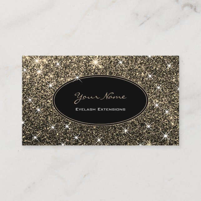 Tarjeta De Visita Artista de maquillaje Luminoso Purpurina de oro Es (Anverso)