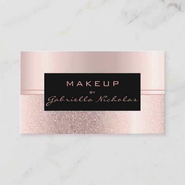 Tarjeta De Visita Artista de maquillaje Luxe Rosa Gold Ombre Purpuri (Anverso)