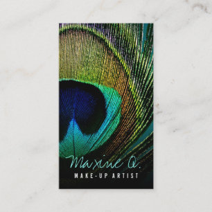 Tarjeta De Visita Artista de Maquillaje Macro Pluma de Pavo Real Iri