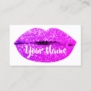 Tarjeta De Visita Artista de maquillaje Magenta Purpurina de azúcar