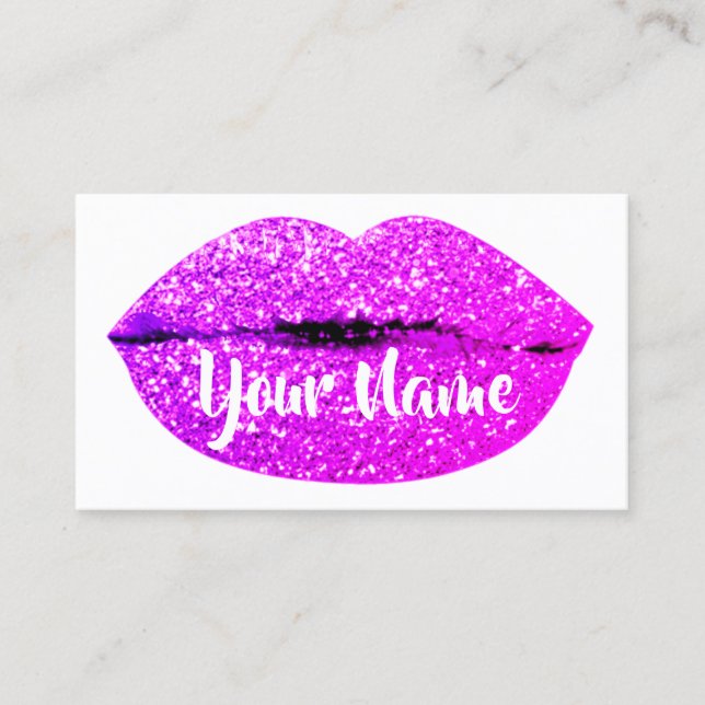 Tarjeta De Visita Artista de maquillaje Magenta Purpurina de azúcar  (Anverso)
