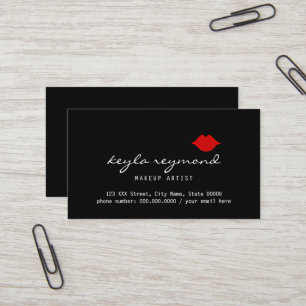 Tarjeta De Visita Artista de maquillaje maquillador labios rojos neg