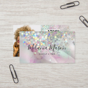 Tarjeta De Visita Artista de maquillaje mareado Purpurina holográfic