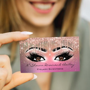 Tarjeta De Visita Artista de maquillaje Marrón Rosa de Eyelash Lágri