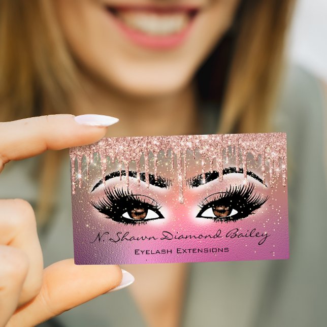 Tarjeta De Visita Artista de maquillaje Marrón Rosa de Eyelash Lágri (Subido por el creador)