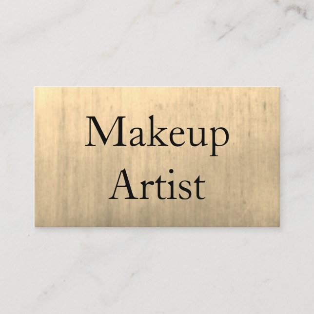 Tarjeta De Visita Artista de maquillaje metalizado cepillado oro del (Anverso)
