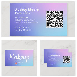Tarjeta De Visita Artista de Maquillaje Minimalista Código QR